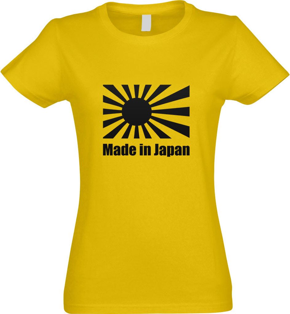 Kiwistar - T-Shirt tailliert - Damen - gelb - Japan - Flagge - mit Motiv Bedruckt - Funshirt Design - Sport - Freizeit - Damen - S