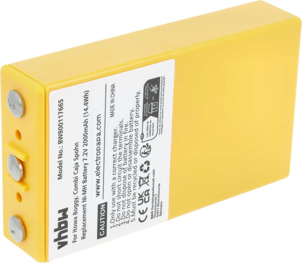 vhbw Akku kompatibel mit Itowa Combi Caja Spohn, Boggy Industrie-Funkfernsteuerung Fernbedienung (2000 mAh, 7,2 V, NiMH)