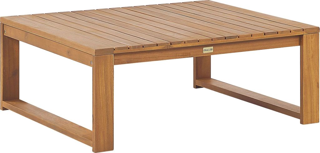 BELIANI Loungetisch Hellbraun es Akazienholz 90 x 75 cm Rechteckig Retro Landhaus Stil Terrasse Outdoor Balkon Beistelltisch Couchtisch