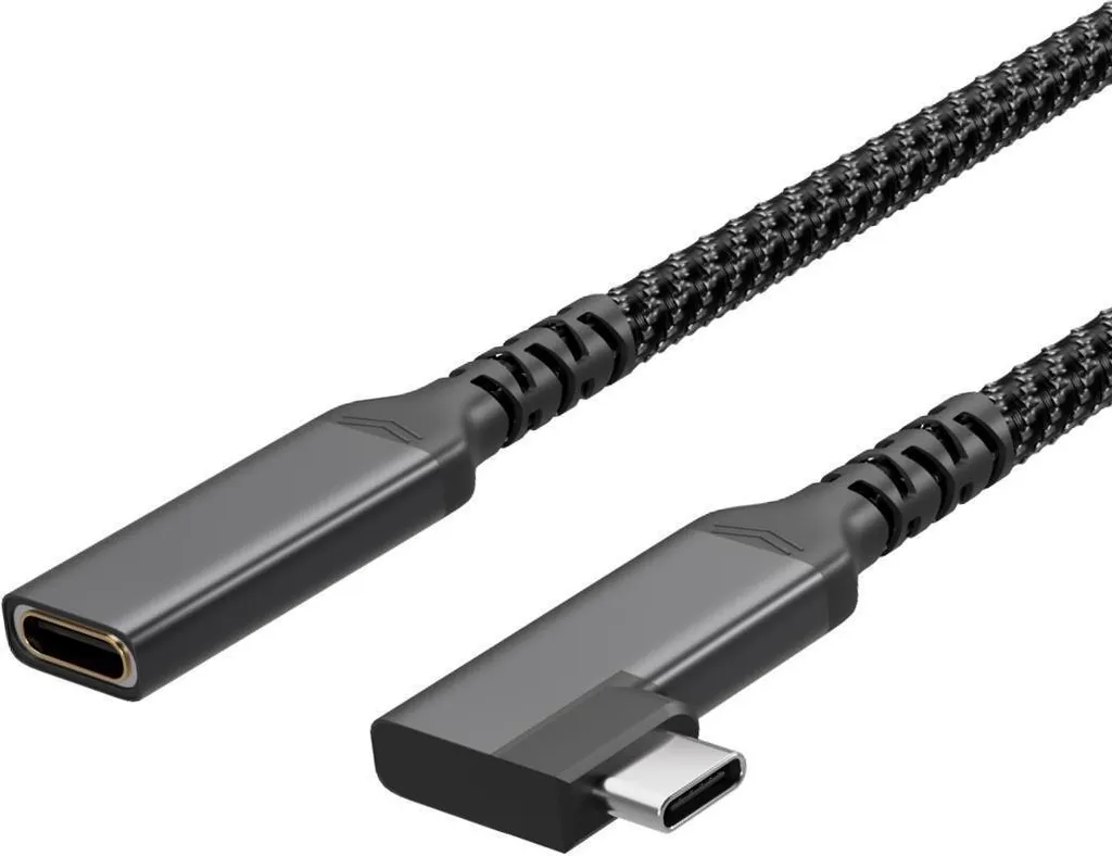 Flexline Câble Extension USB-C 3.2 Gen 2 PD 100W Embout 90° Textile 1,5m