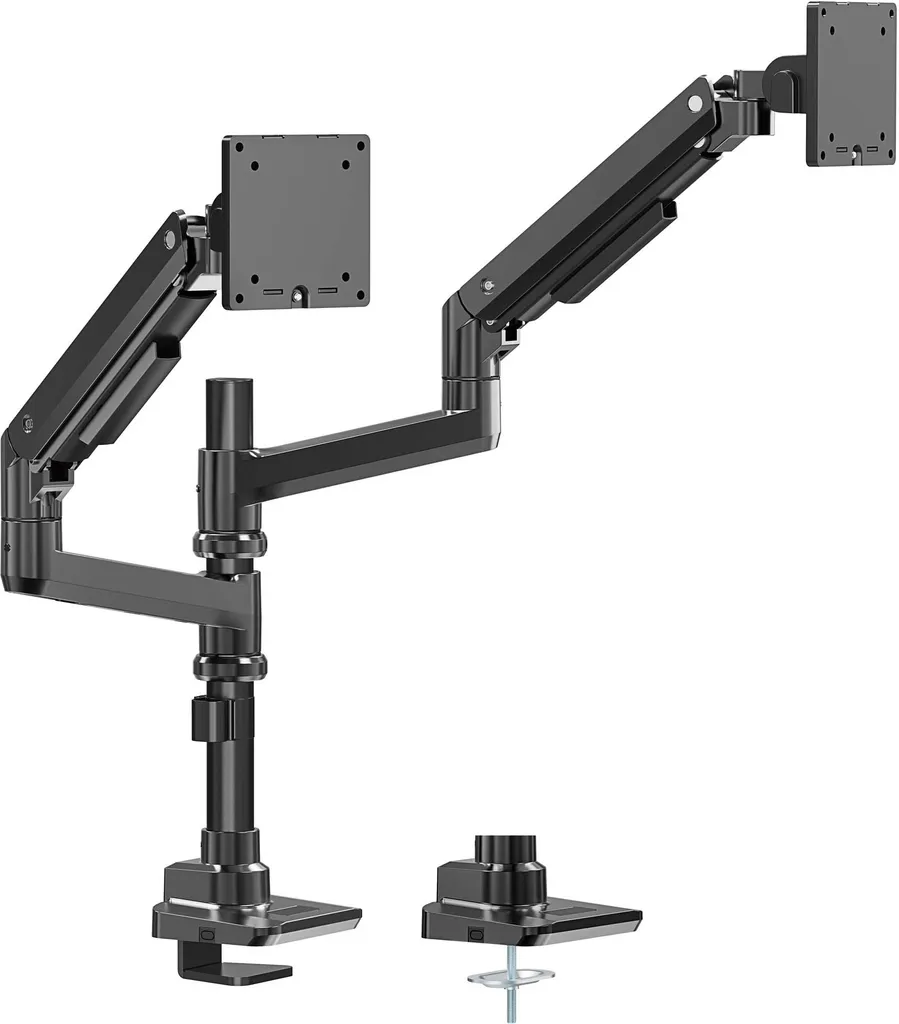 Support Double Écran Inclinable +90°/-90° Charge 20kg pour Télé et PC