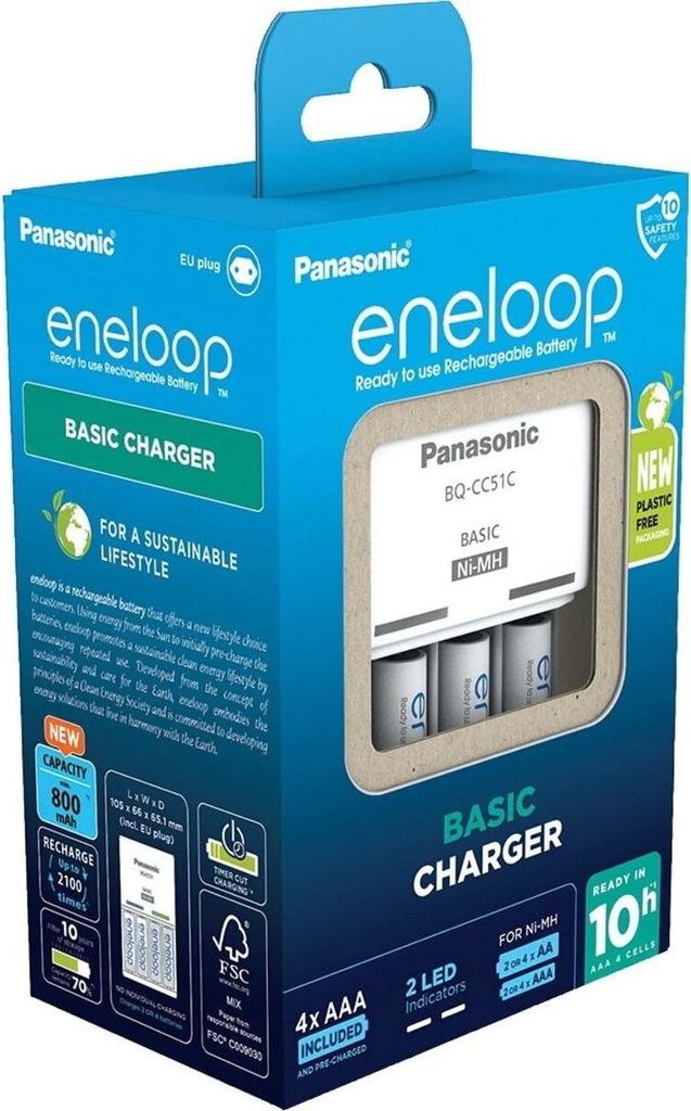 Panasonic Eneloop Basic Charger BQ-CC51 inkl. 4xAAA K-KJ51MCD04E
