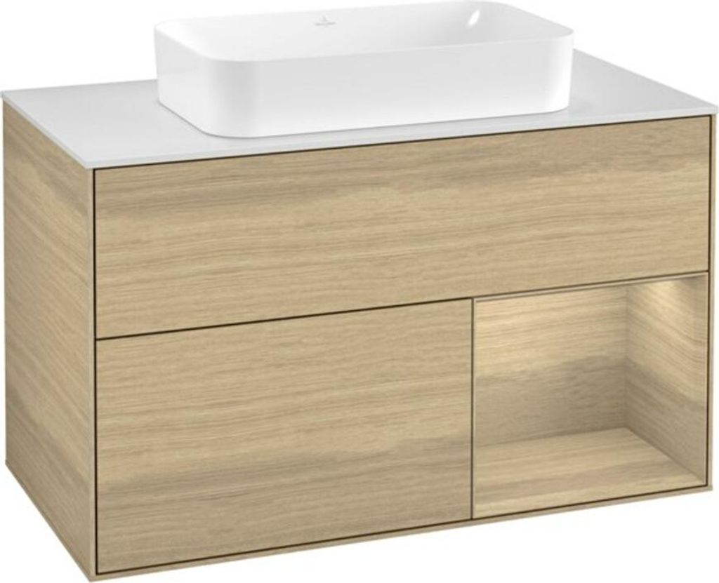 V&B Waschtischunterschrank Wandbeleuchtung Finion 100, Pl wh. m, Reg re Oa ven, Oa ven