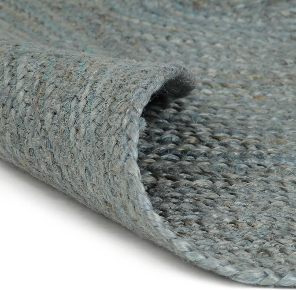 vidaXL Teppich Handgefertigt Jute Rund 210 cm Olivgrün