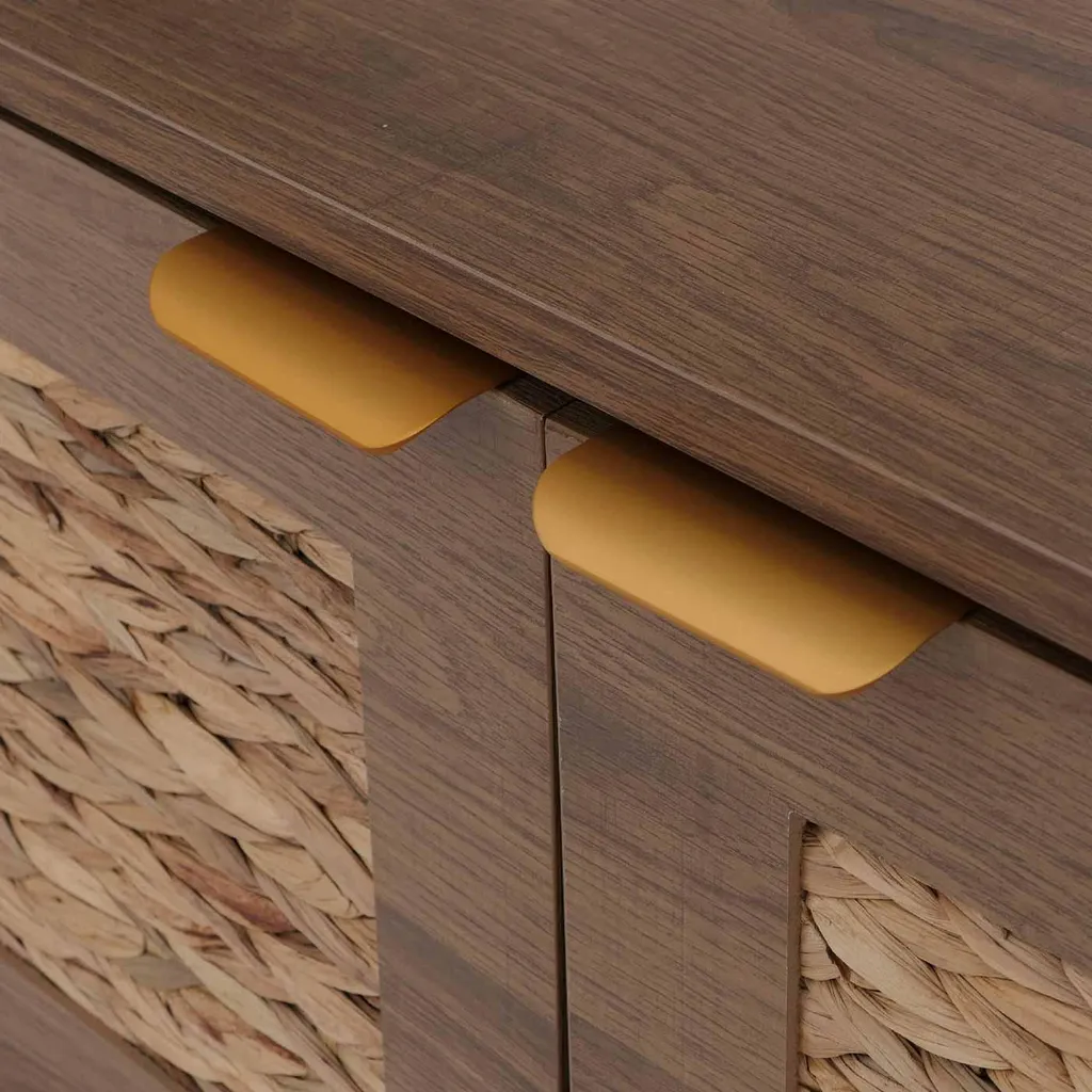 Banc étagère à chaussures marron avec façade en jacinthe d'eau - 3