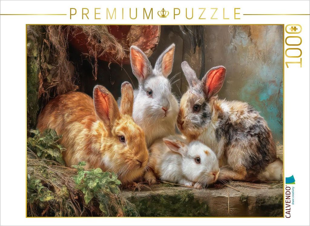CALVENDO Puzzle Kaninchenportraits | 1000 Teile Lege-Größe 64x48cm Foto-Puzzle für glückliche Stunden