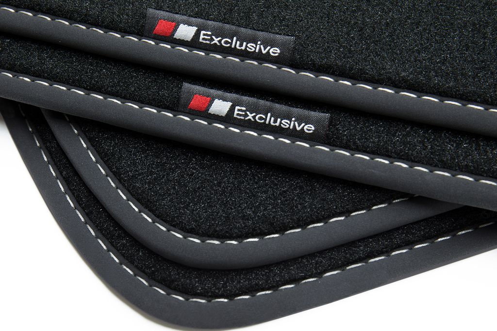 Exclusive Design Fußmatten passend für Renault Zoe 1. Generation Bj. 2013-2019, Naht:Rot. Deluxe Velours