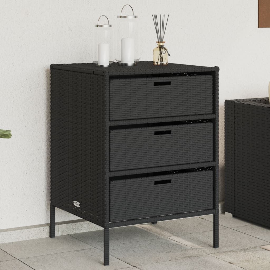 CLORIS Gartenschrank Schwarz 55x59x80 cm Poly Rattan - Gartenboxen LL0000251755