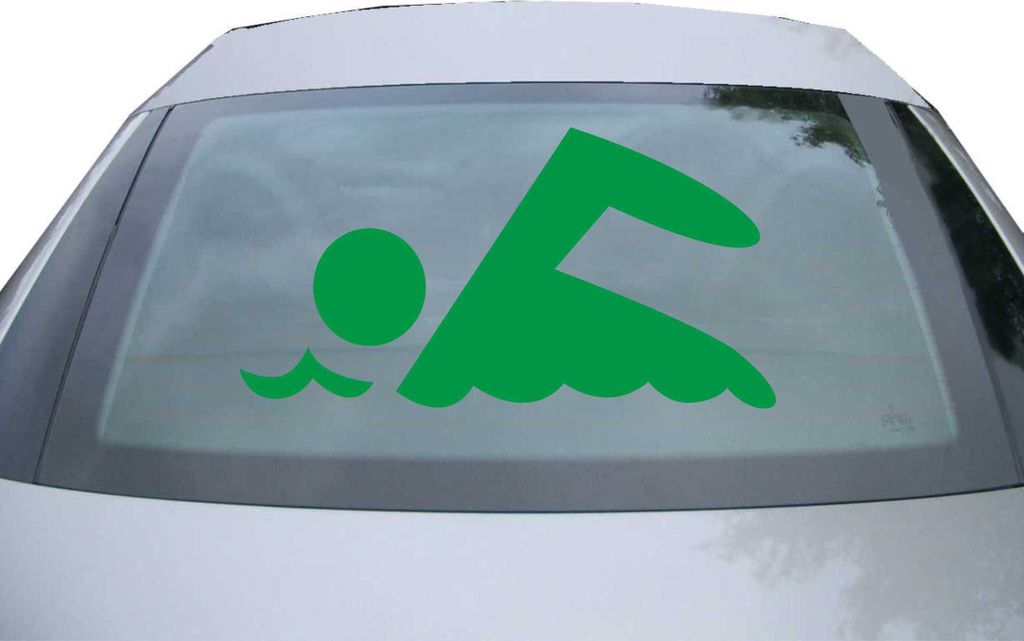Indigos UG - Aufkleber Heckscheibe & Motorklappe DE2345 - grün - 600x314 mm - Schwimmer - Auto Scheiben Fenster Heckklappe Tuning Racing JDM - Die...