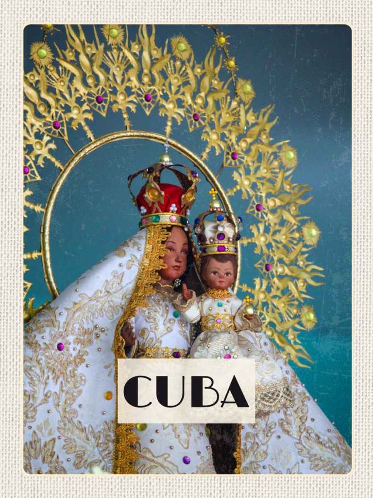 vianmo Holzschild 40x30 cm Cuba Karibik Königin als Statue Bildmotiv Reisemotiv Abenteuer Reisen