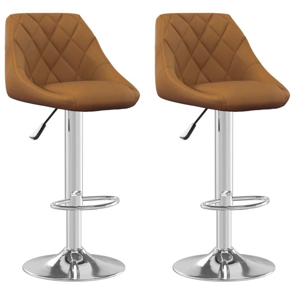 Barhocker Samt Braun 46 x 44 x (82-103) cm mit Fußstütze, höhenverstellbar, drehbar