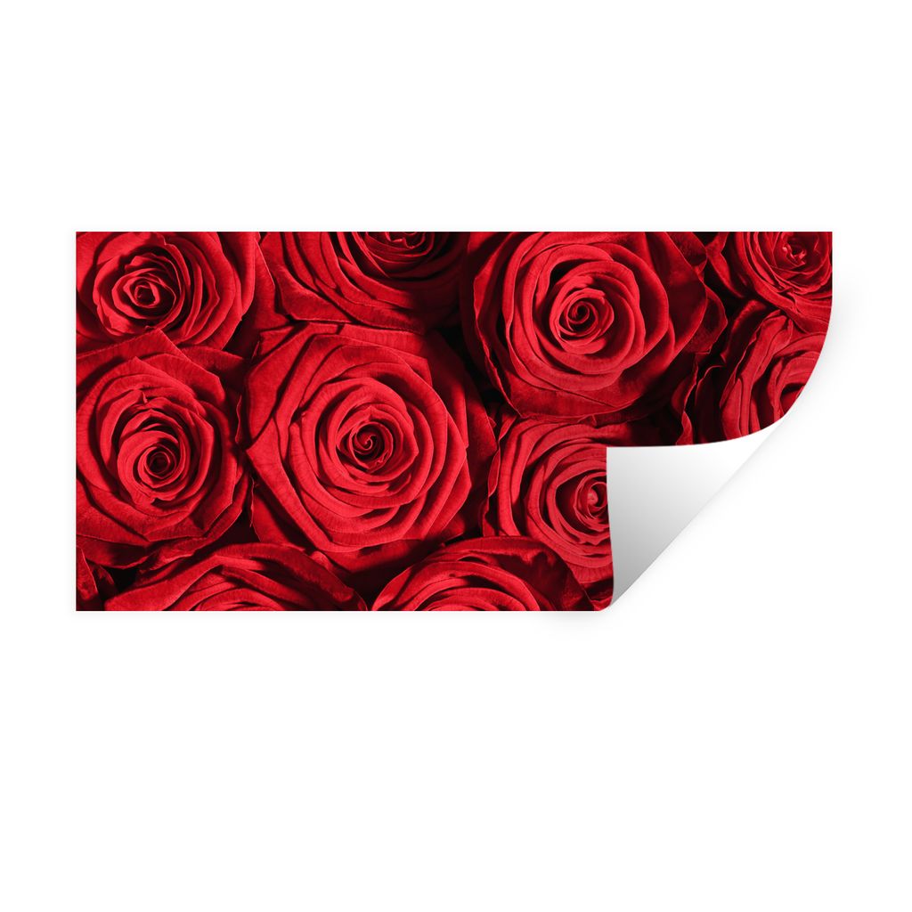 MuchoWow Wandtattoo Wandsticker Wandaufkleber Rosen - Rose - Rot 160x80 cm Selbstklebend und Repositionierbar - Sticker - Dekorfolie