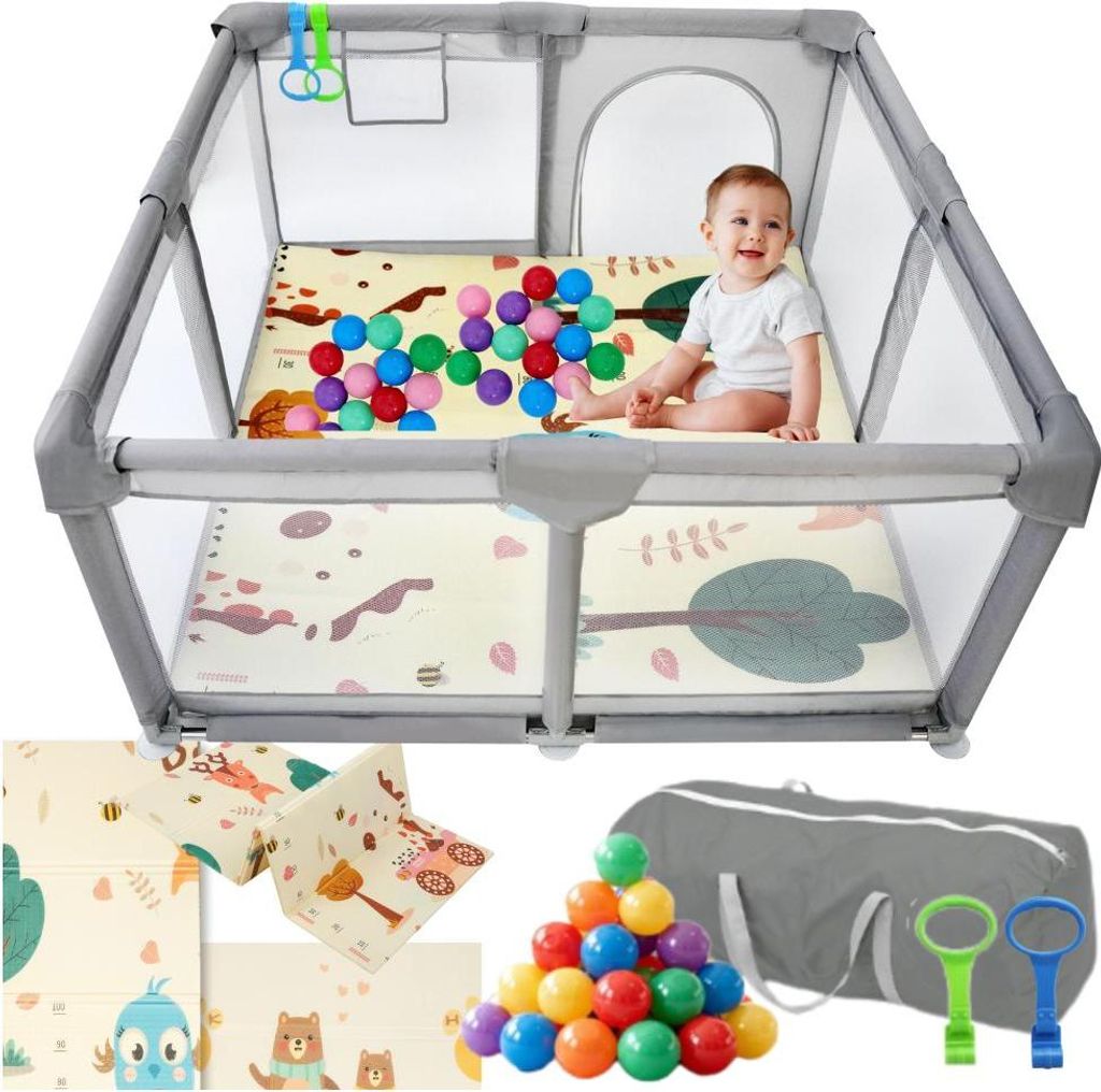 Kojec dla dziecka 126x126 cm suchy basen mata dwustronna + Zdjęcie produktu 