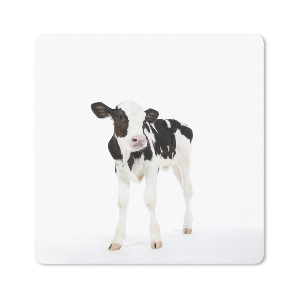 MuchoWow Mauspad Mousepad Kuh - Kalb - Weiß - Tiere 30x30 cm - Mousepads - Maus Mat - Pad - Mausunterlage - Gaming