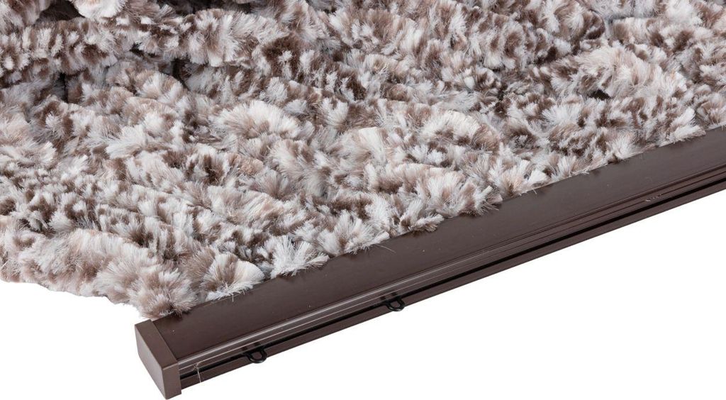 Denl Fliegengitter-Vorhang aus Chenille, weiß/braun Mix, 125x230cm, widerstandsfähig und leicht anpassbar