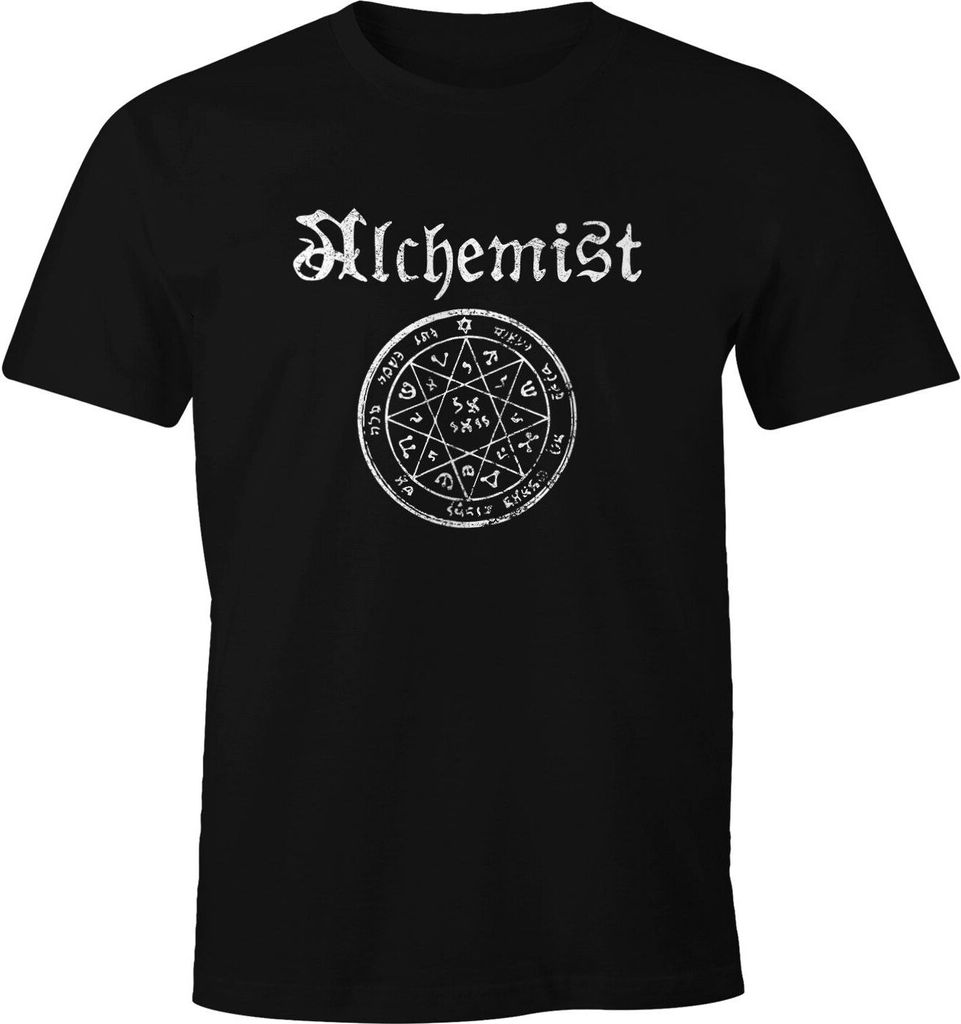 Herren T-Shirt Alchemist Symbol Vintage Alchemie Steampunk Gothic Slim Fit Neverless schwarz M