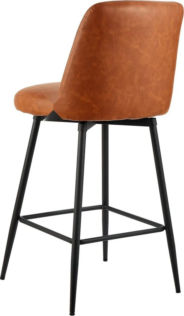 Tabourets de bar avec dossier - Cuir Polyuréthane marron - Set de 3 - Métal - 10