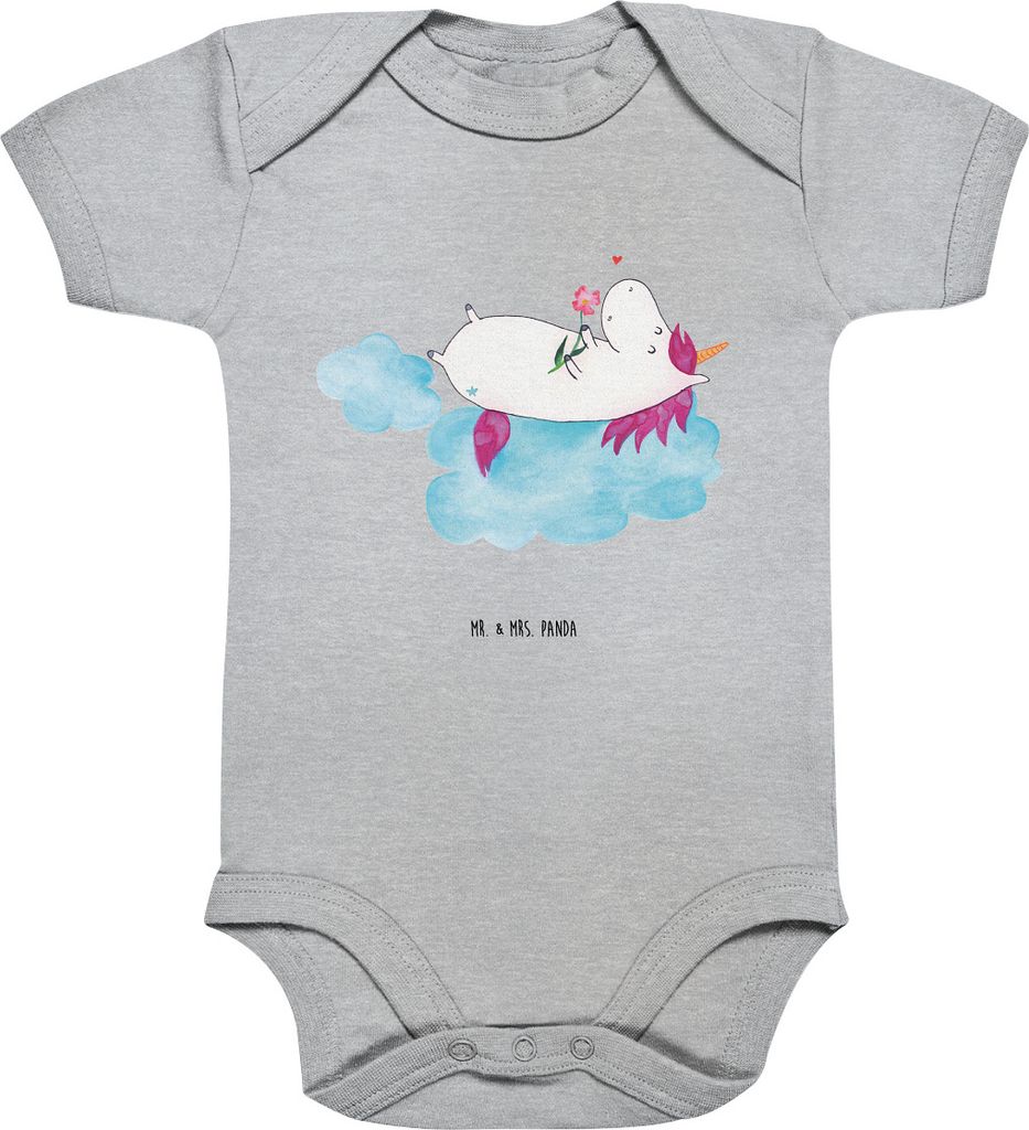Mr. & Mrs. Panda Strampler Baby Einhorn Verliebt 3. - 6. Monat - Heather Grey - Geschenk, Unicorn, Kurzarmbody, Wolke, Freundin, Liebe, babykleidun...