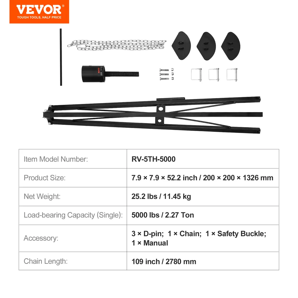 Support de Stabilisation Caravane Réglable, Trépied Pliable de 1,45 m