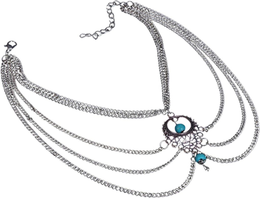 Damen Boho Türkis Perlen Fußkettchen Quasten Ketten Knöchelarmband Fußschmuck-Antikes Silber