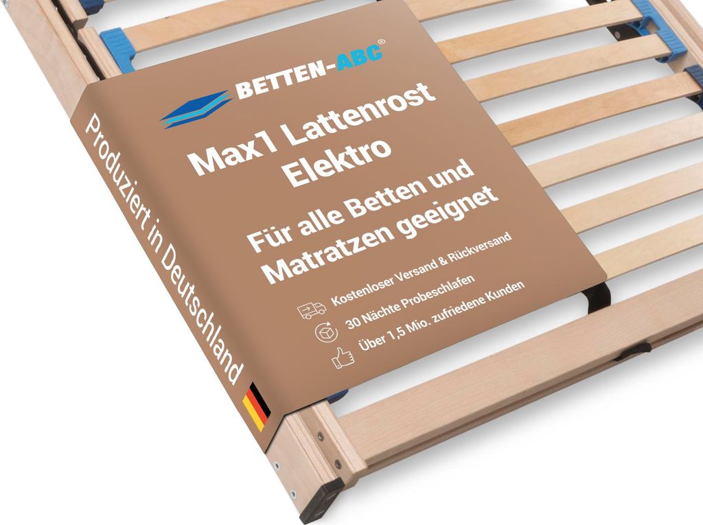 Betten-ABC Max1 Elektro Elektrischer Lattenrost mit Kopf- & Fußteilverstellung + Funkfernbedienung, Größe: 80x220