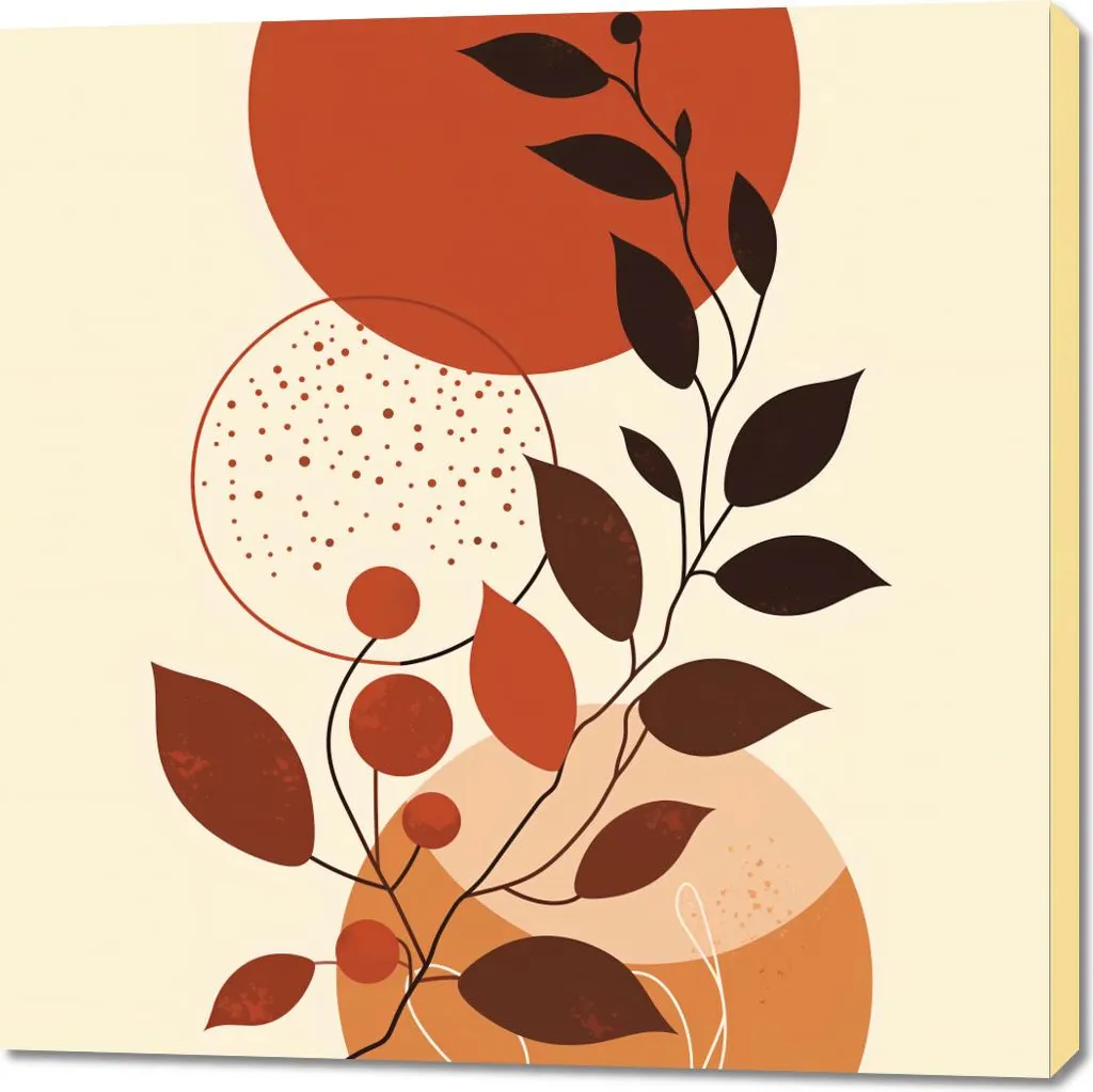 Quadro Boho Moderno 100x100 cm per Soggiorno | Palette Tonalità Calde - 1