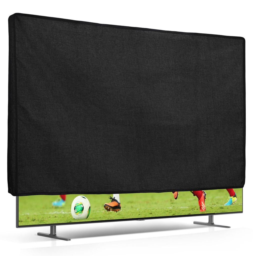 kwmobile 55" TV Abdeckung Indoor - Fernseher Hülle Bildschirmschutz Abdeckung - TV Bildschirm Staubschutzhülle - Fernsehabdeckung - Leinen Schwarz