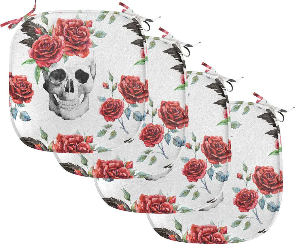 Galette de chaise imperméable avec attaches lot de 4 rose gothique noir