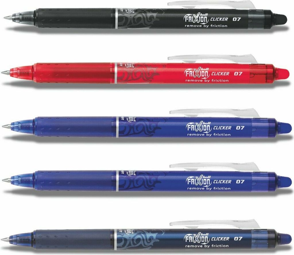 Frixion Clicker 0.7 - 5er-Set schwarz, rot, 2x blau, schwarzblau