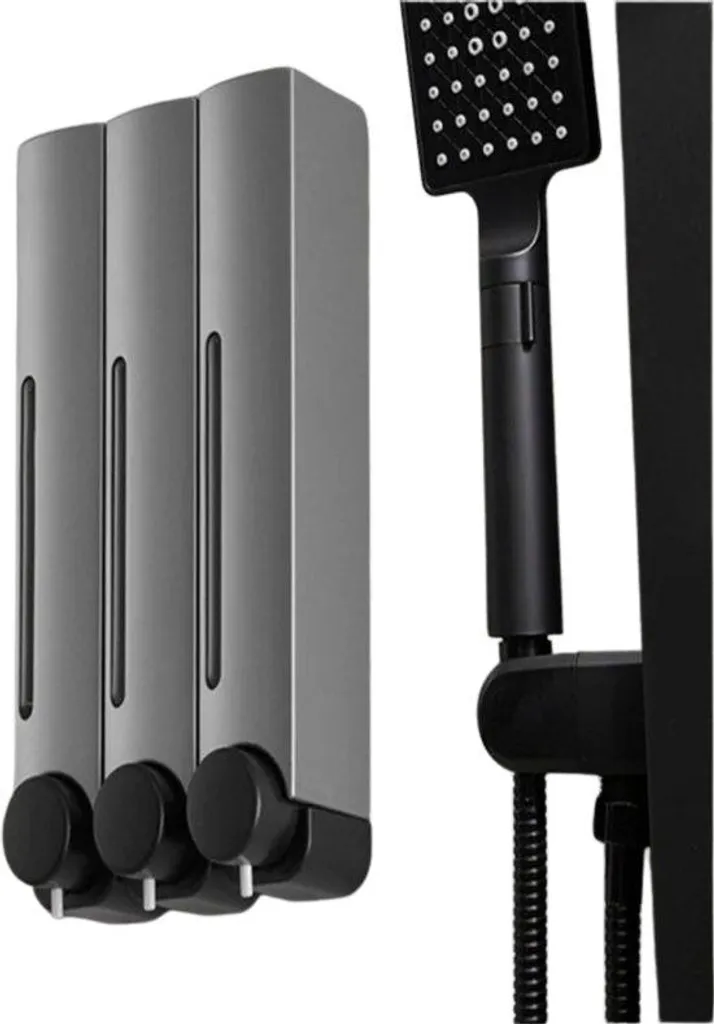 Kit Hygiène Mural : 3 Distributeurs de Savon Automatiques Gris ABS Cuisine