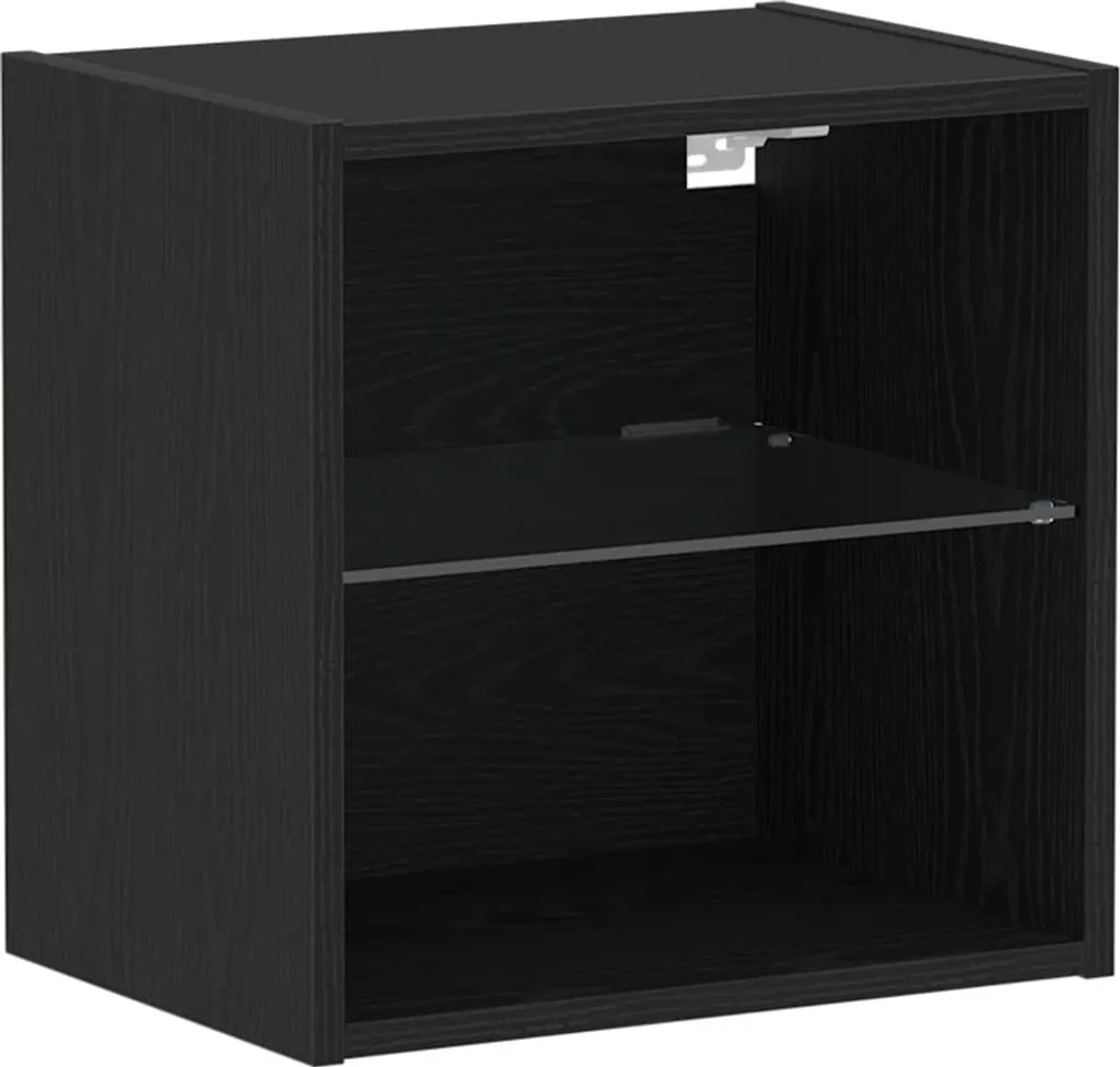 Offerta Scaffale Nero con Luce LED 40cm | Mobile Parete Moderno