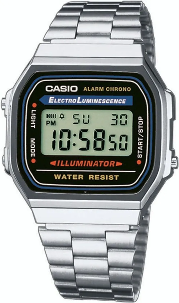 Casio A168WA-1YES Orologio Digitale con Cronometro e Luce EL