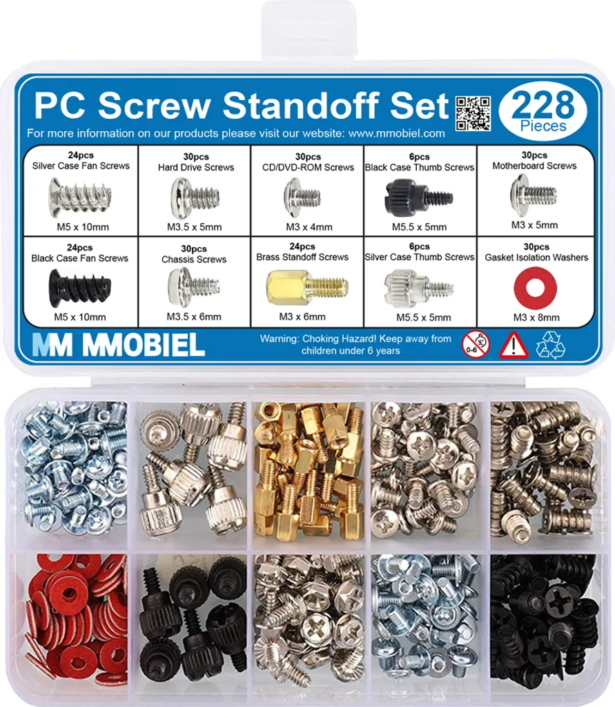 MMOBIEL 228 Pièces Kit de Vis PC pour Boîtier et Disque Dur Interne