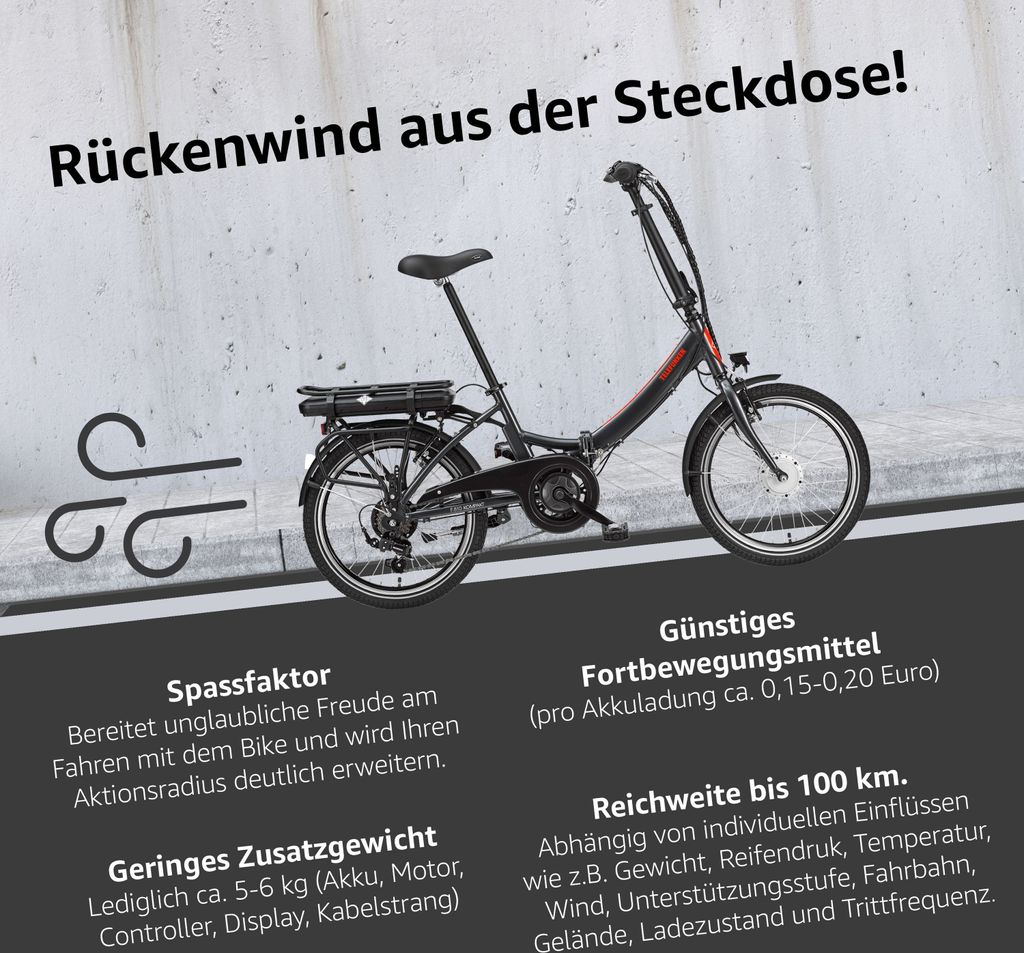Telefunken E-Bike 20 Zoll Faltrad Pedelec Fahrrad 7 Gang Produktbild 7