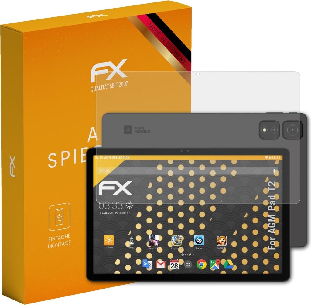 atFoliX FX-Antireflex 2x Schutzfolie kompatibel mit AGM Pad T2 Displayfolie