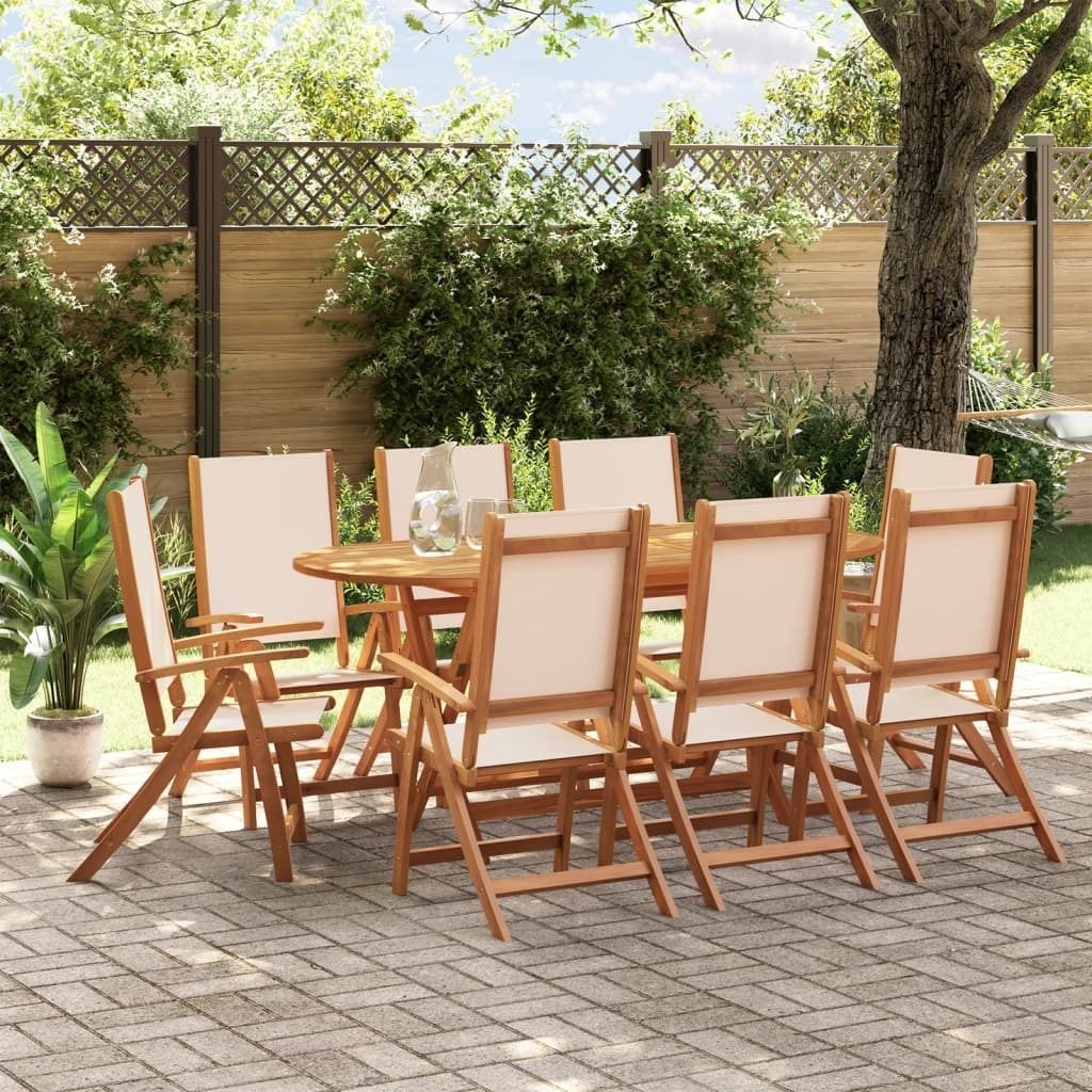 "2026 Promotion" 9-tlg. Garten-Essgruppe - mit Tisch und Stühlen - Massivholz Akazie und Textilene - Gartenmöbelset CC13707