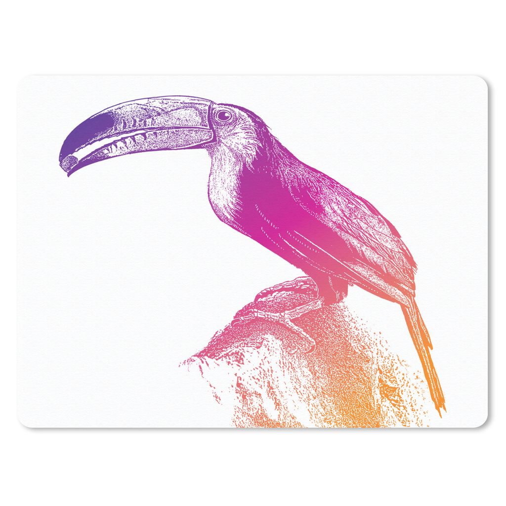 MuchoWow Mauspad Mousepad Eine Illustration eines bunten Tukans auf weißem Hintergrund 23x19 cm - Mousepads - Maus Mat - Pad - Mausunterlage - S...