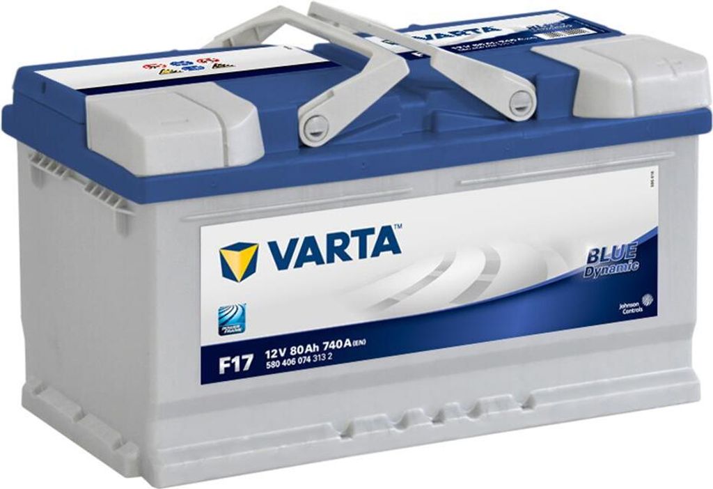 A Varta Blue Dynamic SLI starter battery is shown against a white background.
