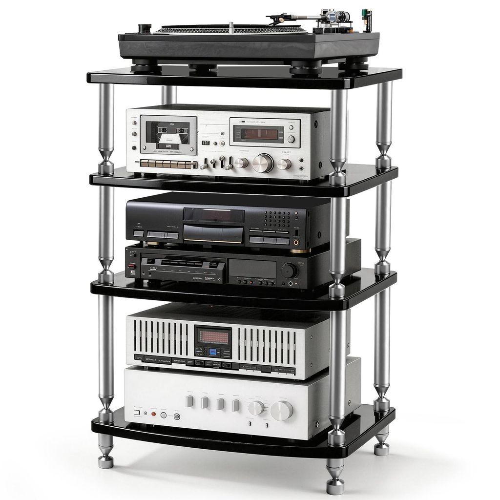 4 Etagen HiFi-Rack AV-Regal Medienregal mit Verstellbaren Produktbild 