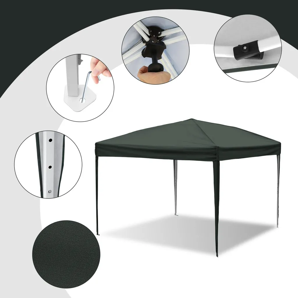 Gazebo Pieghevole 3x3m Per Esterno – Impermeabile, Protezione UV50+, Antracite, Con Borsa