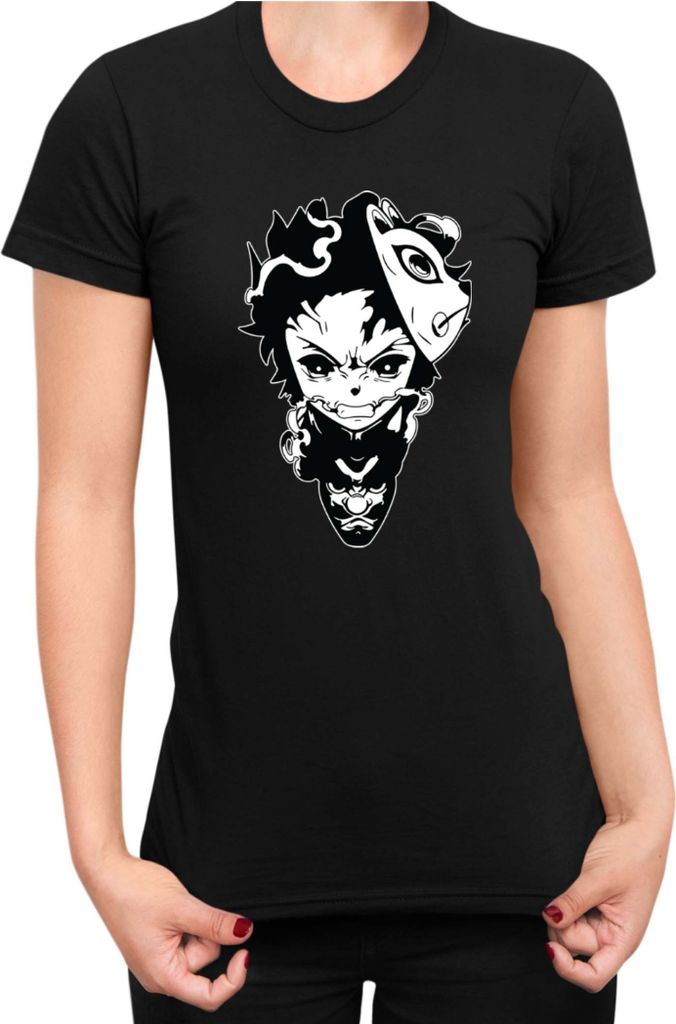 Damen T-Shirt Demon Anime Slayer Kimetsu No Yaiba Tanjiro Kamado 003, Lady 2XL / Schwarz