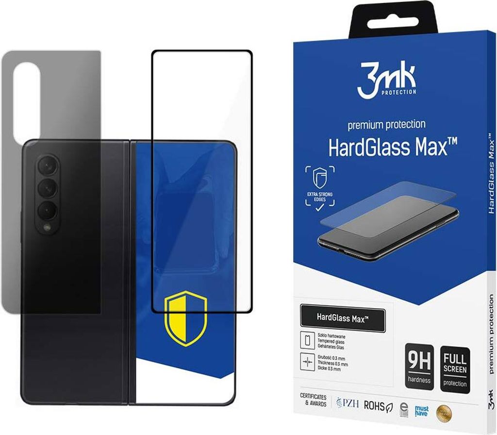 3mk Display Gehärtetes Glas HardGlass Max für Samsung Galaxy Z Fold 3 5G (Front) 0,3mm 9H
