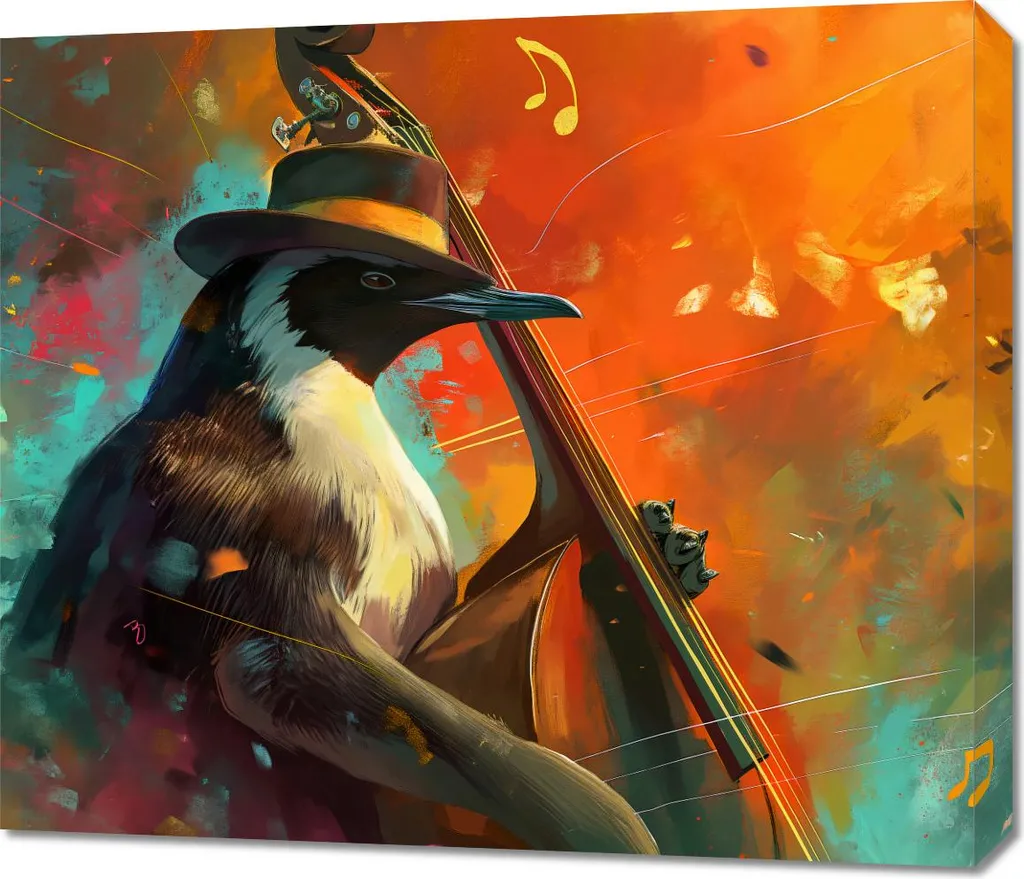 Toile imprimée Mélodie des pingouins 70x60 cm - Finition haute qualité