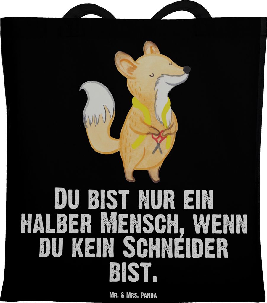Mr. & Mrs. Panda Shopping Tasche Schneider Herz - Schwarz - Geschenk, Jutebeutel, Einkaufstasche, festival, Tote Bag