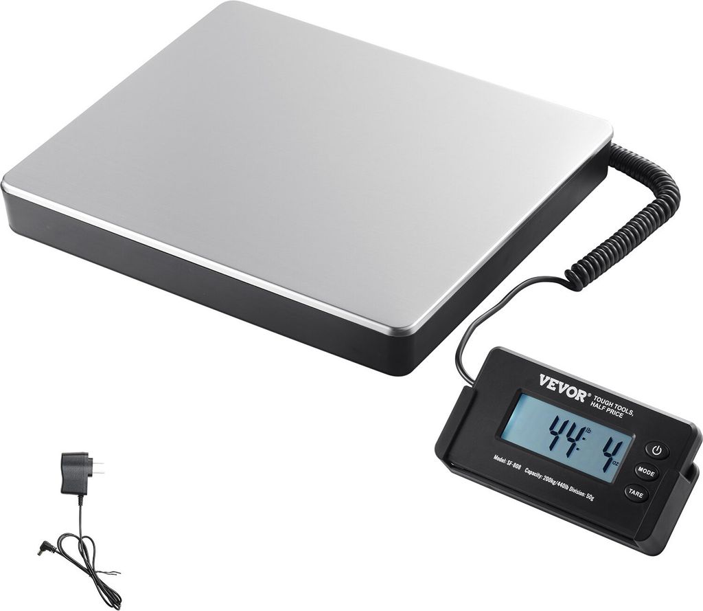 Plattformwaage 150g-200kg Paketwaage 50g Genauigkeit Digitalwaage kg/lbs/lbs:oz Zählwaage 309x262x45mm ABS Edelstahl Tara-Funktionen AC/DC-Netztei...