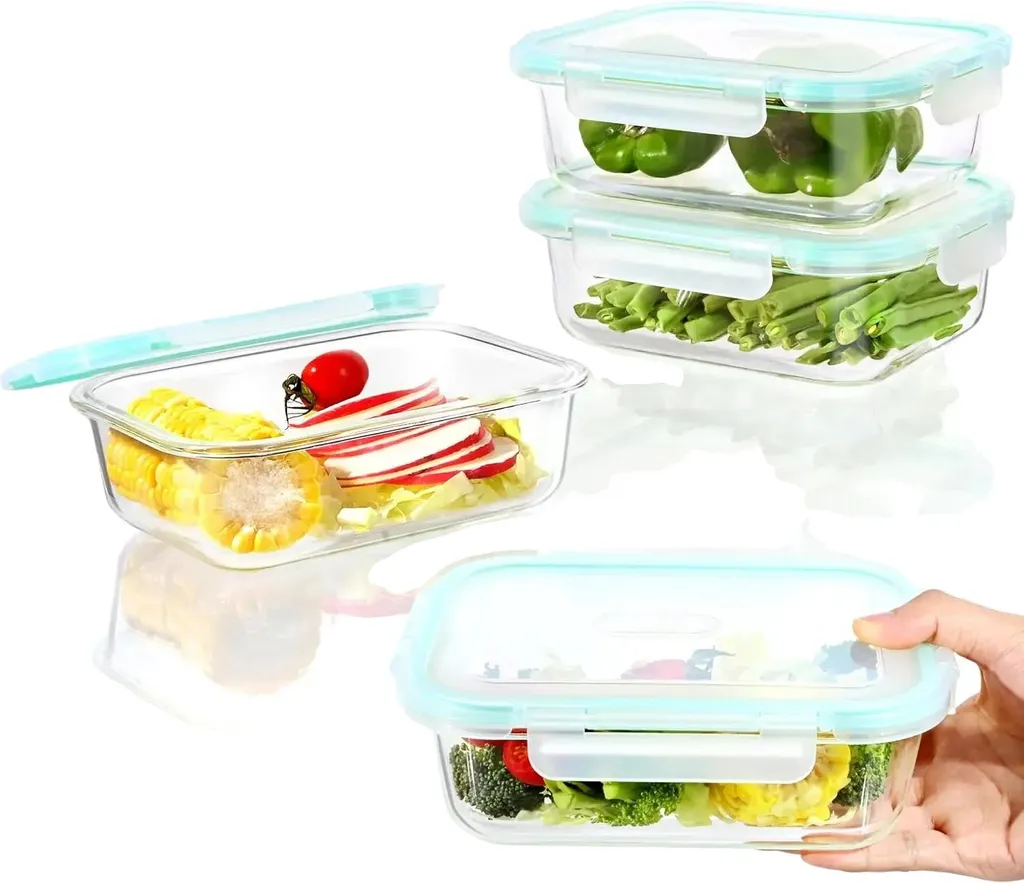 Boîtes de conservation en verre écologique 1040ml - Set de 4 pièces