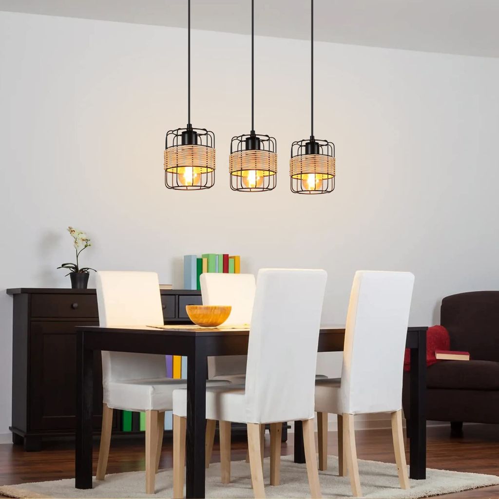 ZMH Pendelleuchte Vintage E27 Hängelampe Rattan Retro Produktbild 9