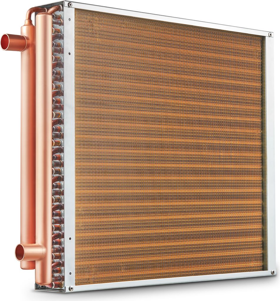 A close-up studio shot of a heat exchanger.