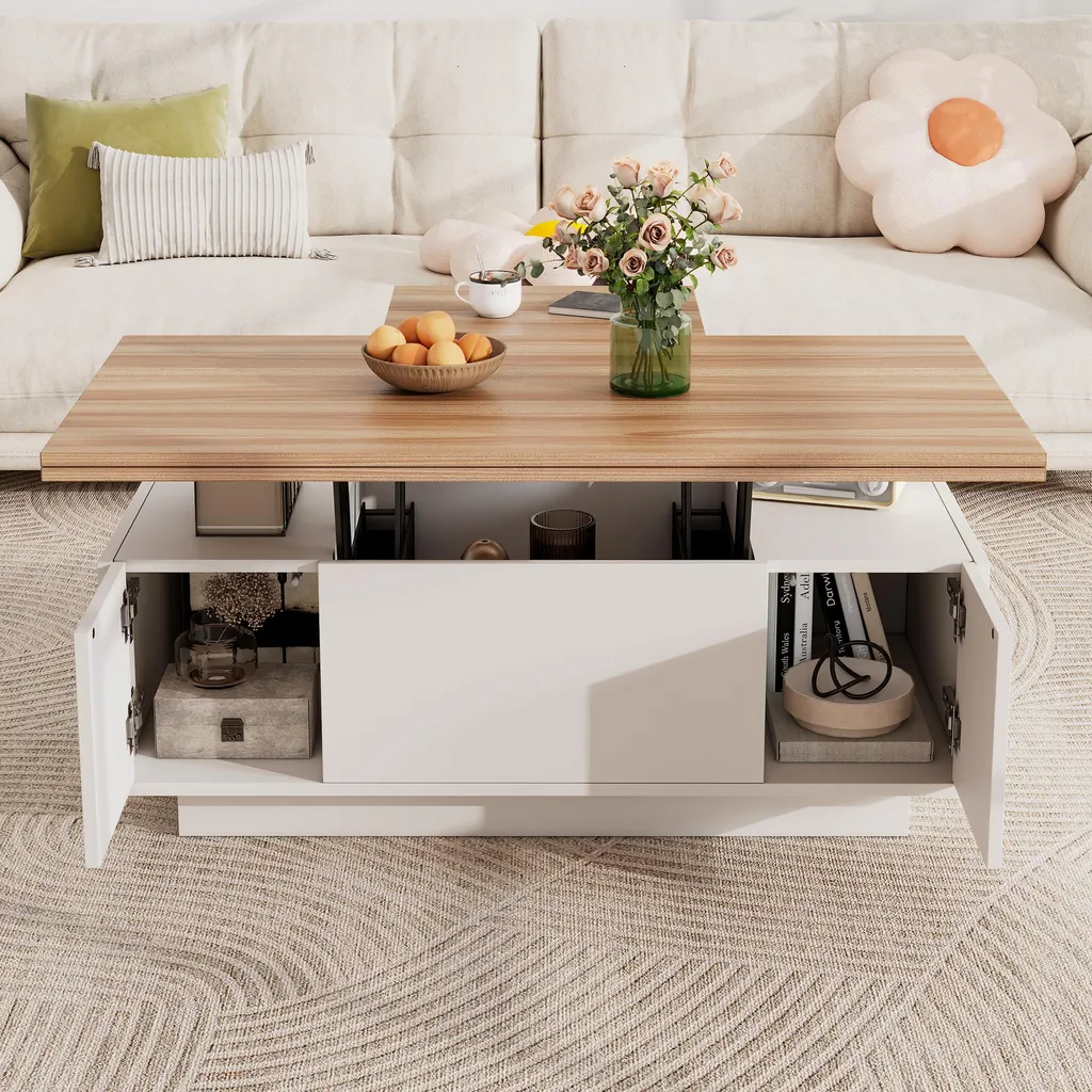 Table Basse Salon pour Manger et Travailler avec Plateau Réglable