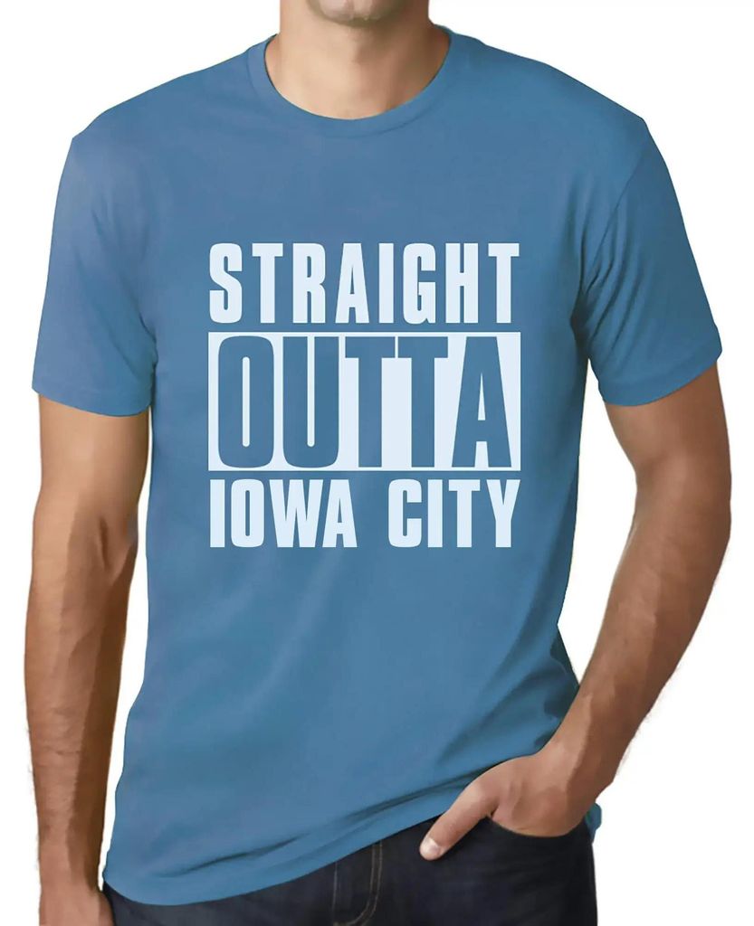 Herren Grafik T-Shirt Straight Outta Iowa City Öko-Verantwortlich Vintage Jahrgang Kurzarm Lustige Druck Geburtstag Geschenk Mann